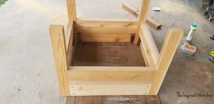 Outdoor Patio Chair flipped right side up while building it