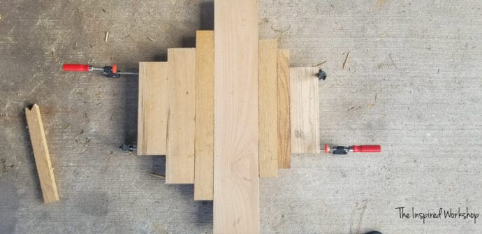 Gluing up the boards for the top of the small side table