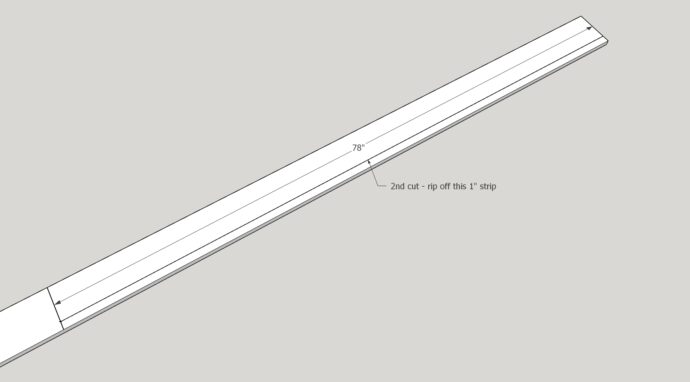 sketchup image of cutting the 1x6 board