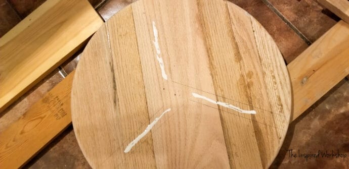 putting the wood glue on the table