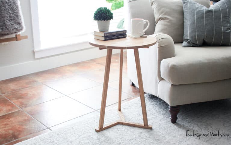 DIY Small Side Table with round top and three skinny legs