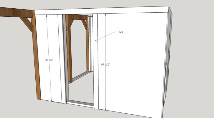 adding the side trim to the barn door of the goat house