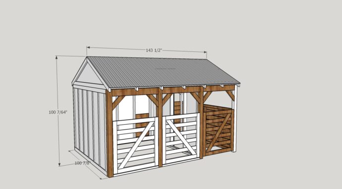 DIY Goat House sketchup rendering of the goar house