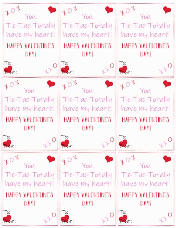 Printable Valentine Cards 9 to a page