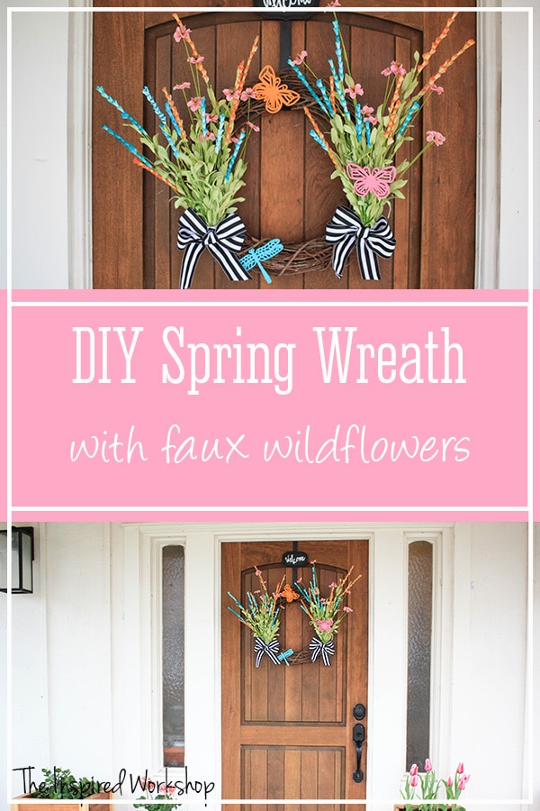 DIY wreath for spring up close and farther away