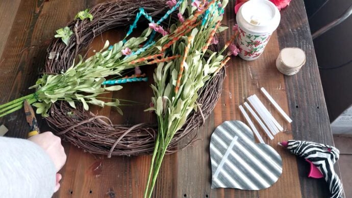 cutting the stems of the flower wires