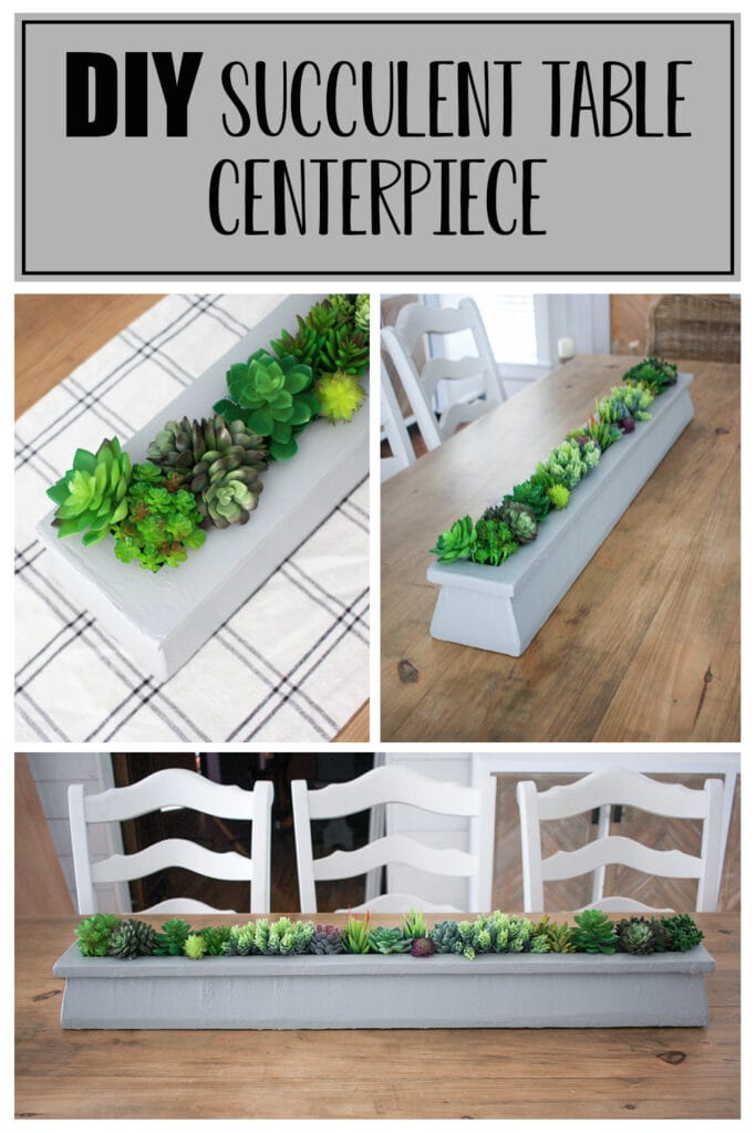DIY Succulent Planter as Table Centerpiece from different angles on the dining table