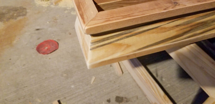 showing the planter box with rounded edges before applying joint compound