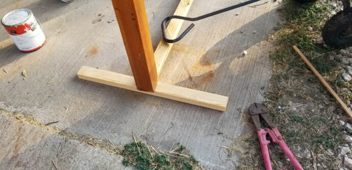 adding 'feet' to the trellis to make it sturdy