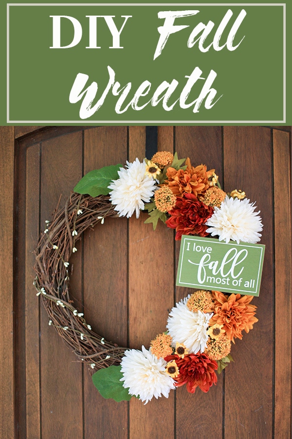 DIY Fall Wreath on grapevine wreath form