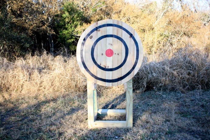 Axe Throwing Target - circle target outside ready to have axes thrown at it!