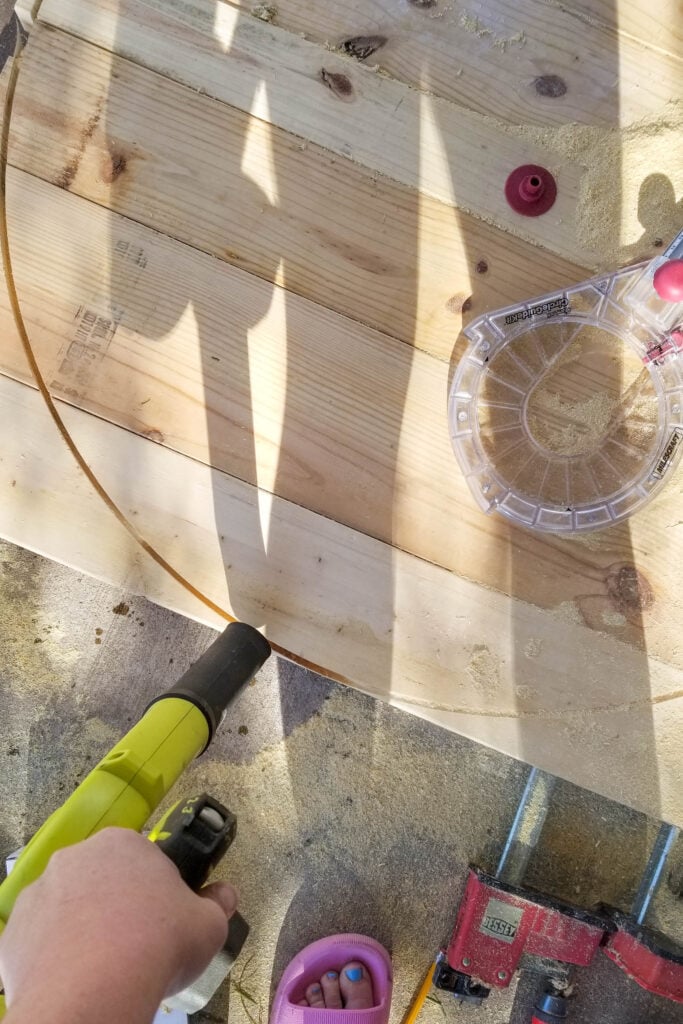 cleaning out the router cut on the axe throwing target