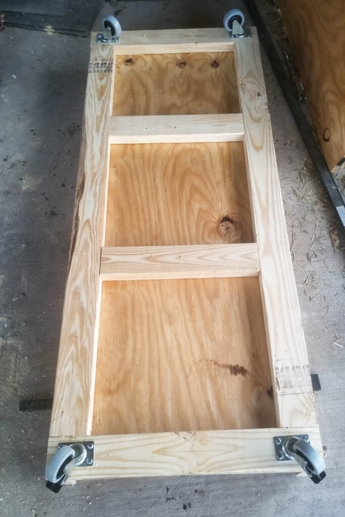 adding casters to the DIY lumber cart