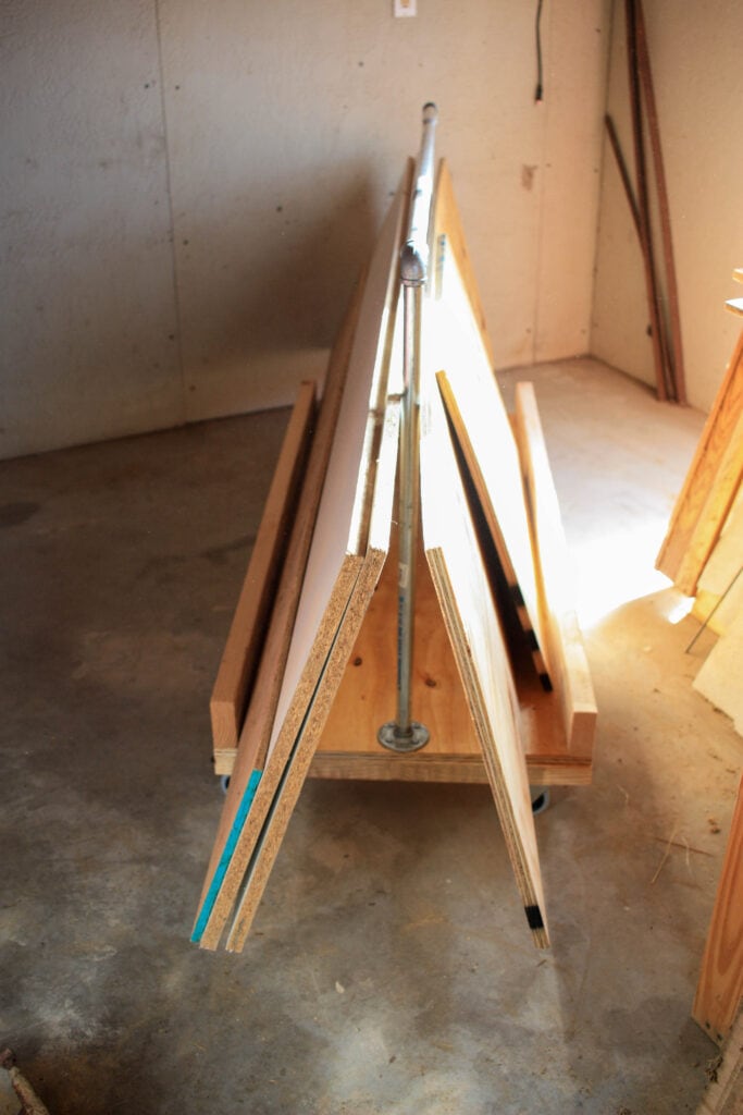 Lumber cart full of plywood