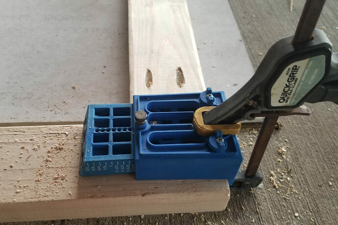 drilling the kreg jig holes with the adapter piece