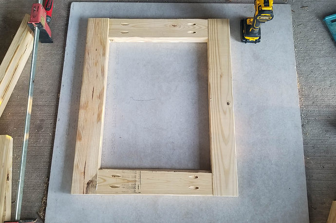 miter saw stand side frame showing the pocket hole location