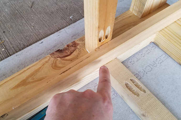 using a spacer to set the 2x2 correctly when attaching it to the left side table frame