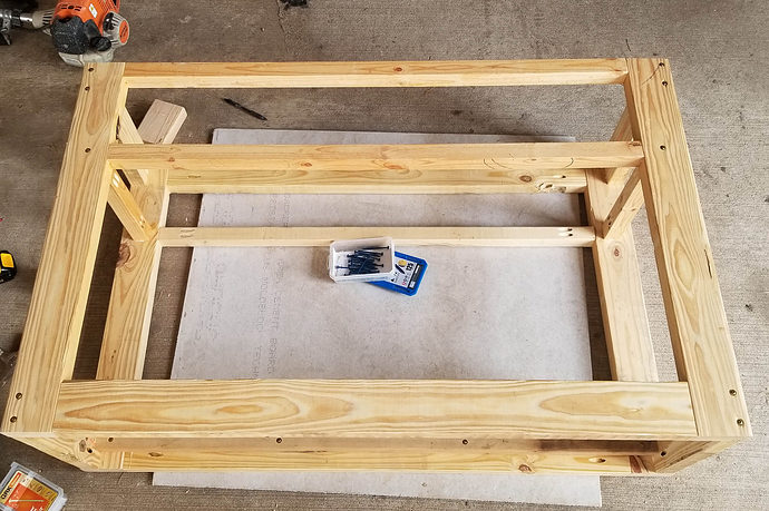 front and back frames attached and now there is a table frame built!