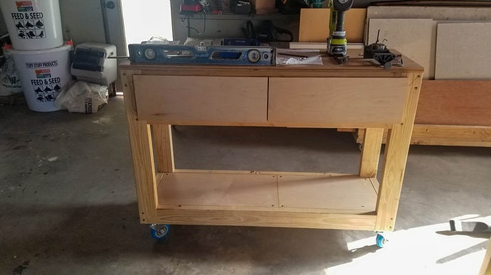 drawer frotns installed on the miter saw station