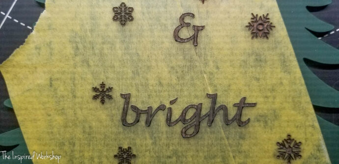 bright engraved on wood christmas tree