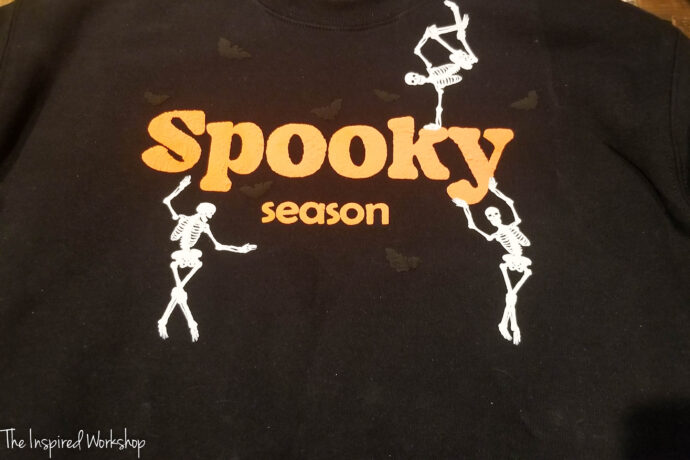 spooky season sweatshirt made with vinyl cut on the xtool m1