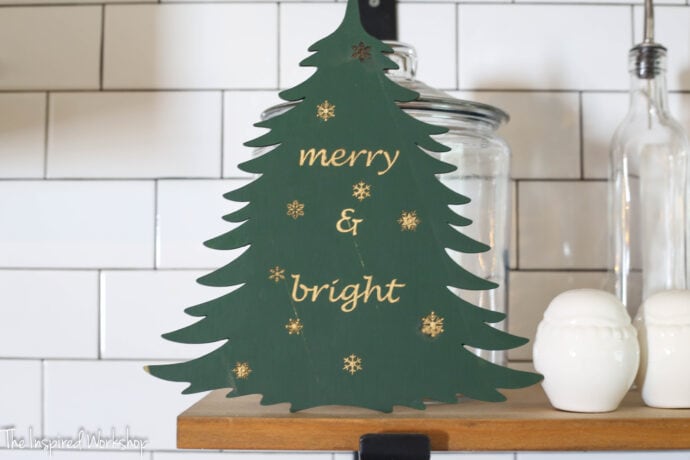 merry and bright christmas tree engraved on the xtool m1