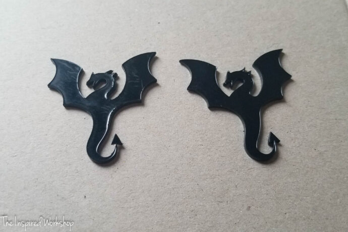 backside of the black acrylic dragons