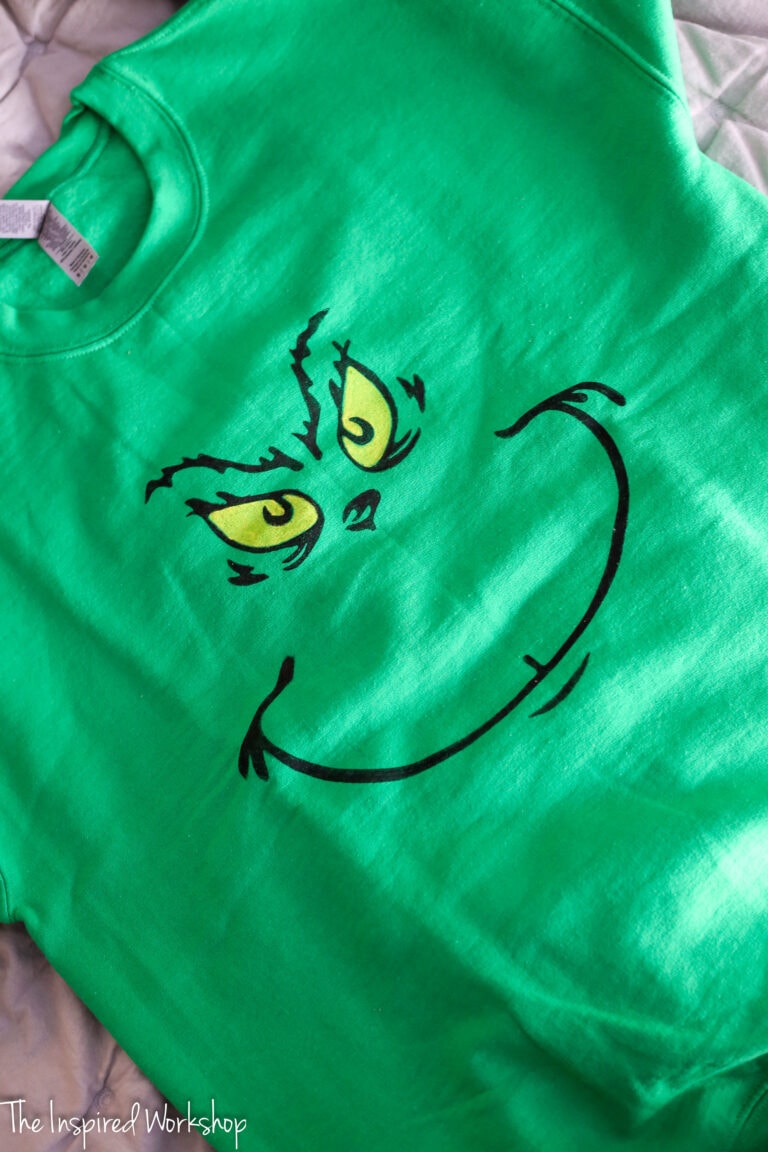 grinch face sweatshirt made by block printing
