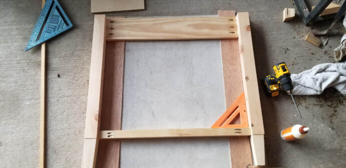 back frame of the vanity being built