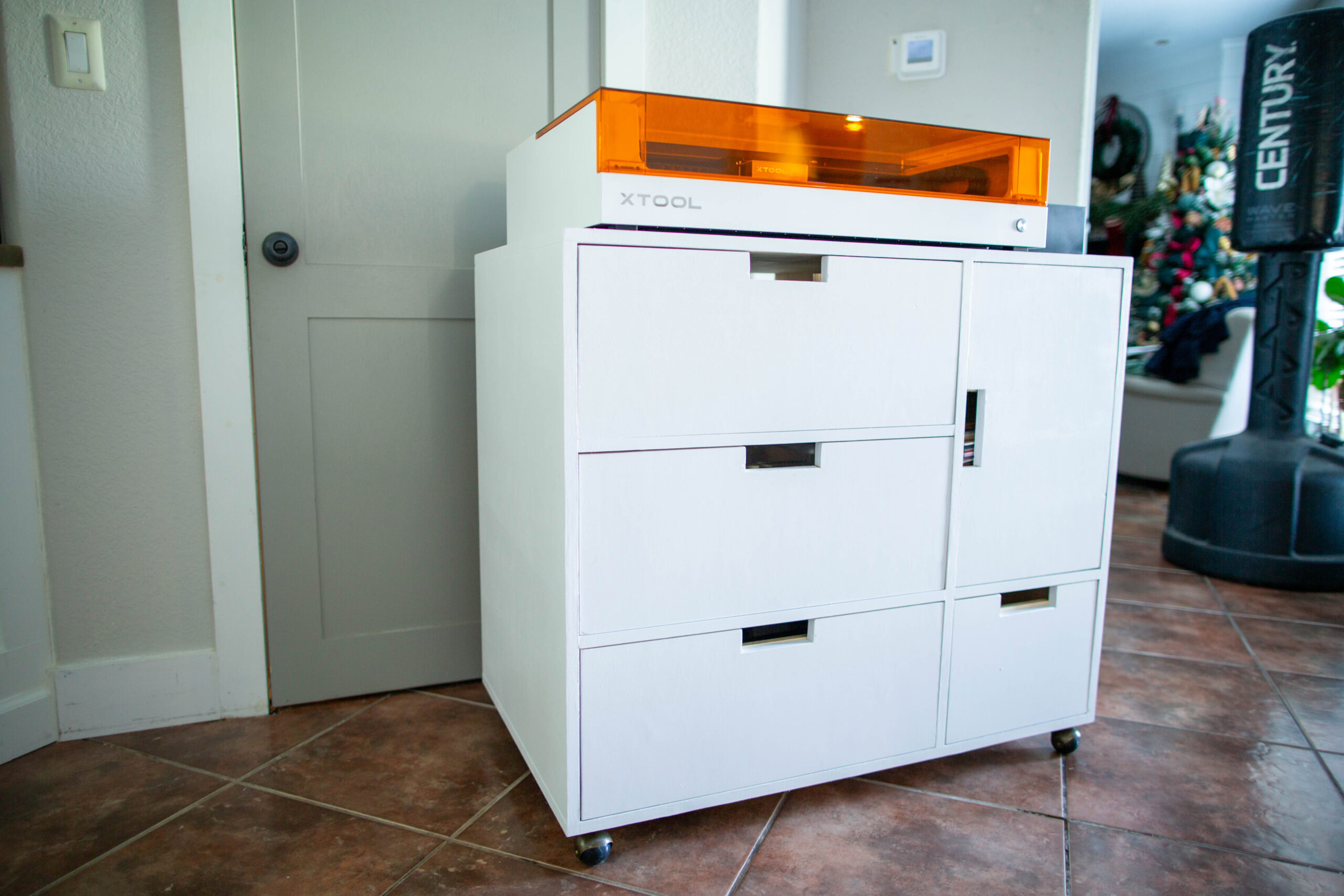 Another angle of the laser craft storage cart