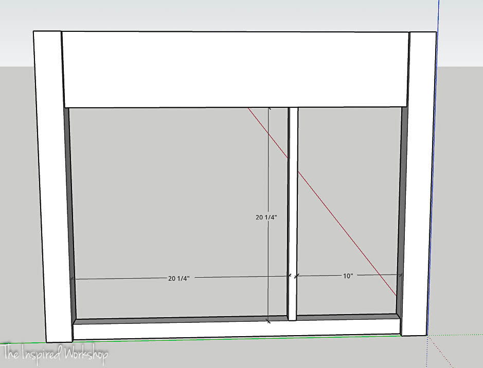 3d rendering of the front frame of the DIY bathroom vanity