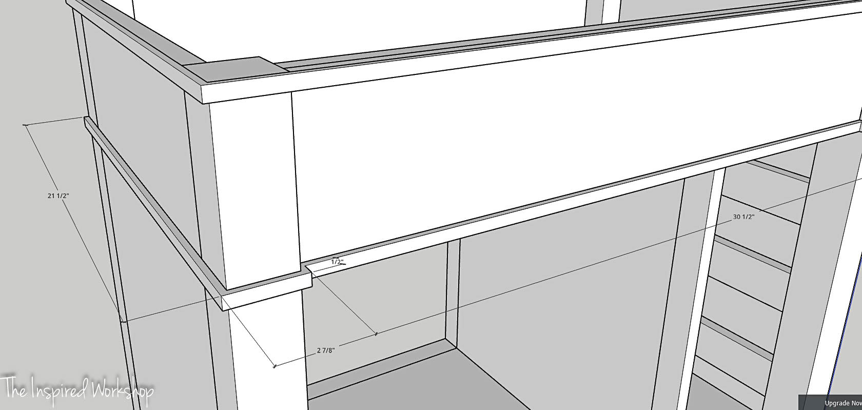 front molding on the bathroom vanity - sketchup image not an actual picture