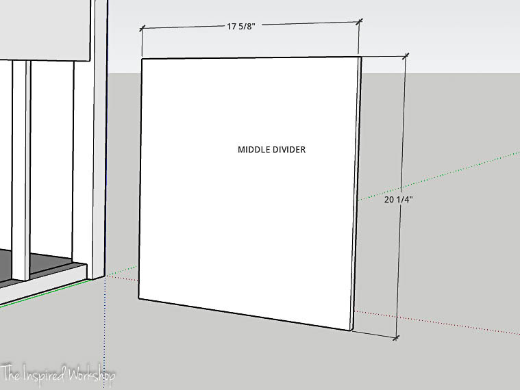 middle partition of the vanity