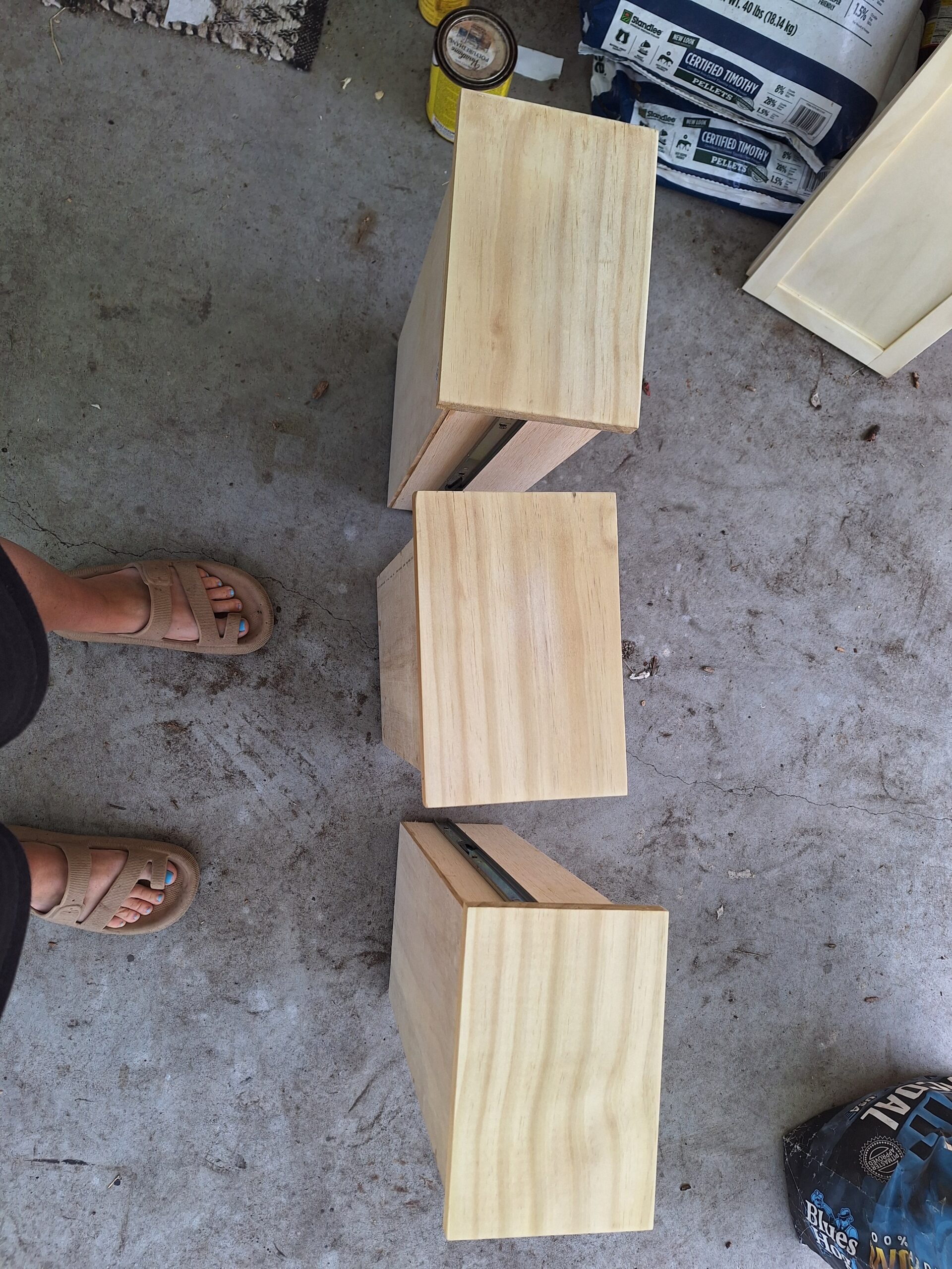 vanity drawers after wood bleach