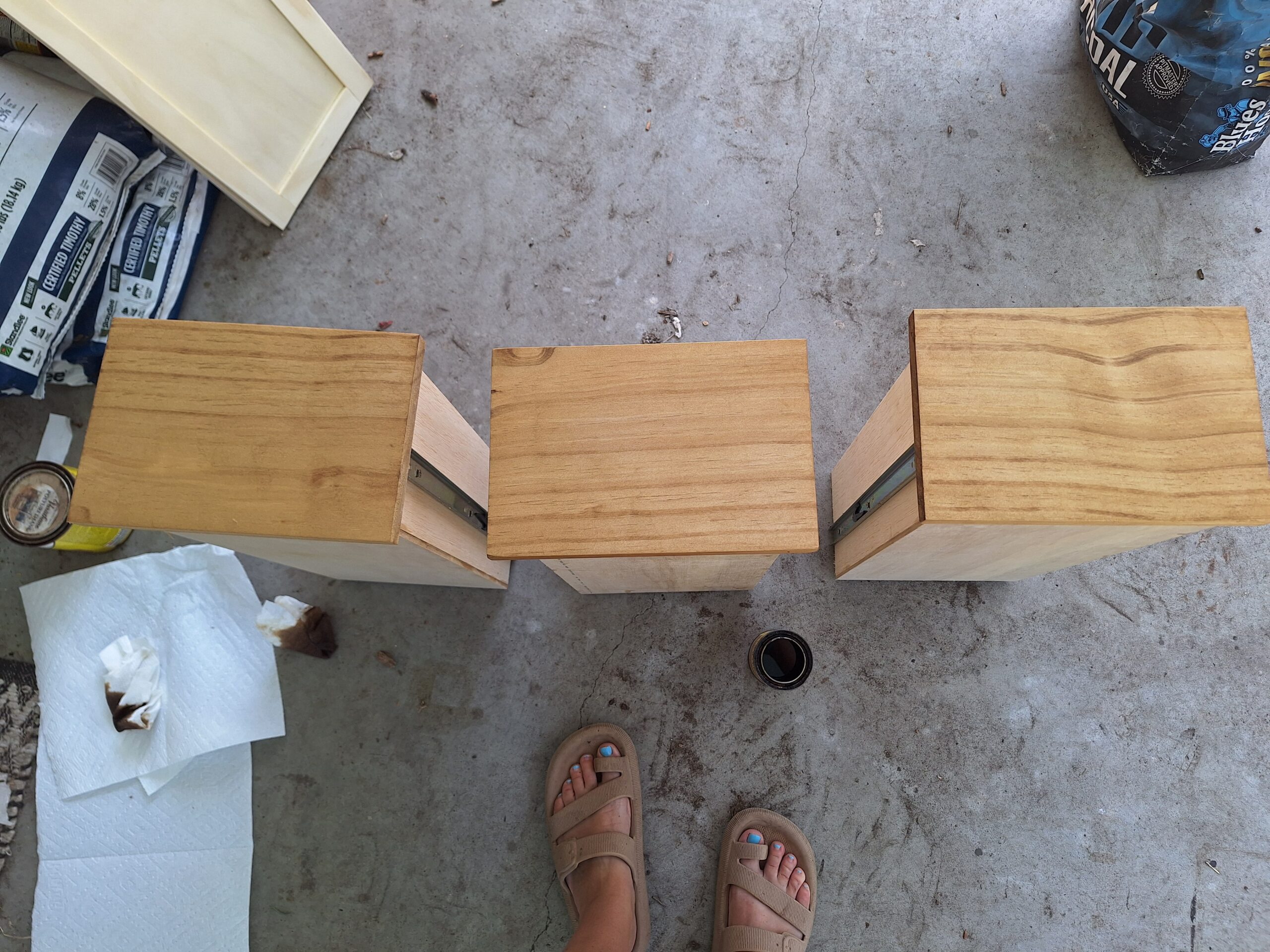 vanity drawers before wood bleach