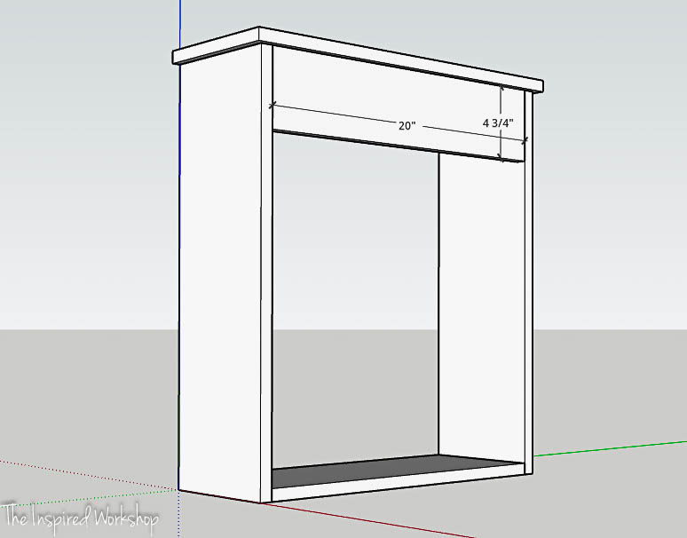 adding the front board to the cabinet with dimensions
