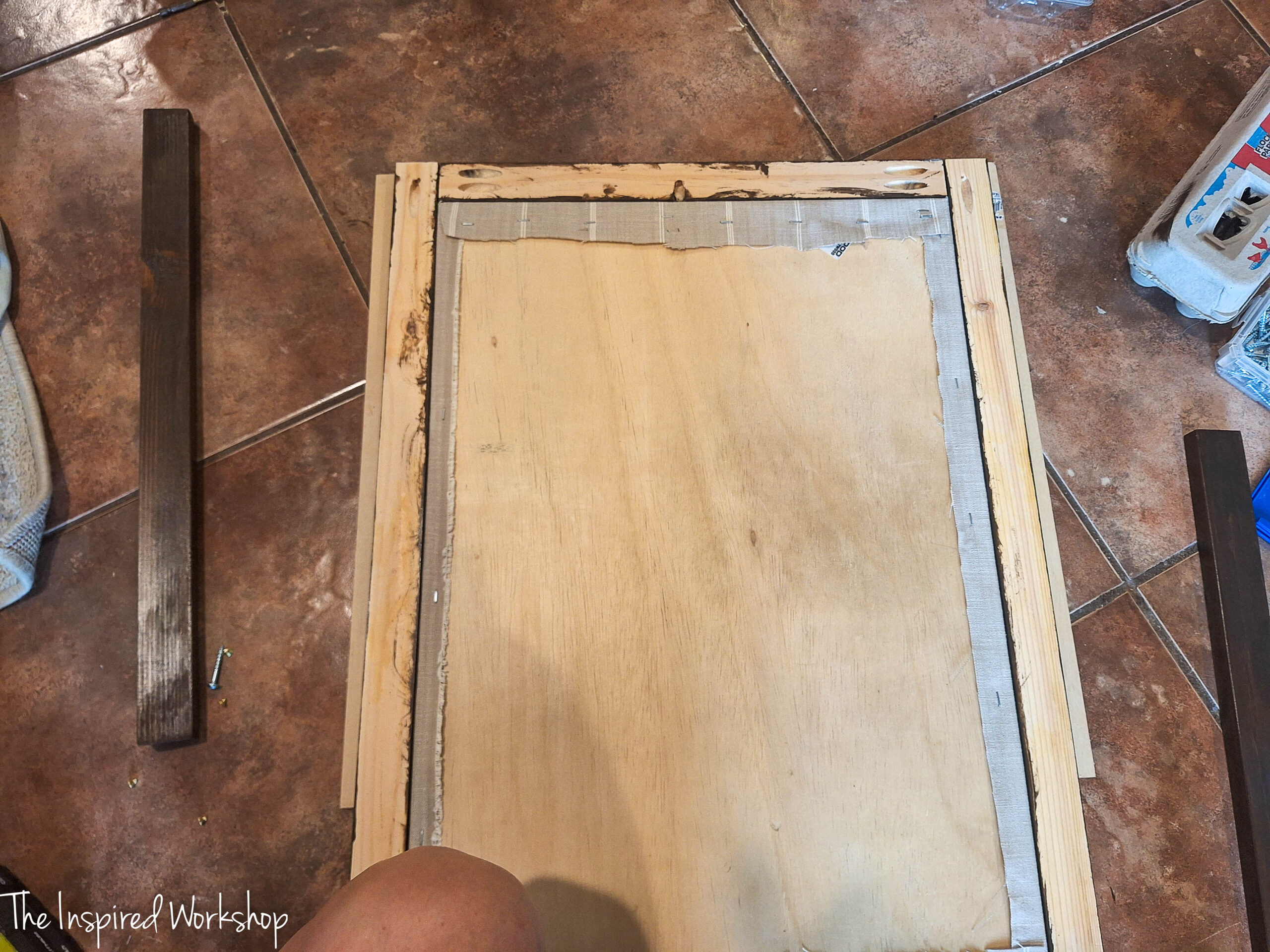 building the frame around the cork message board