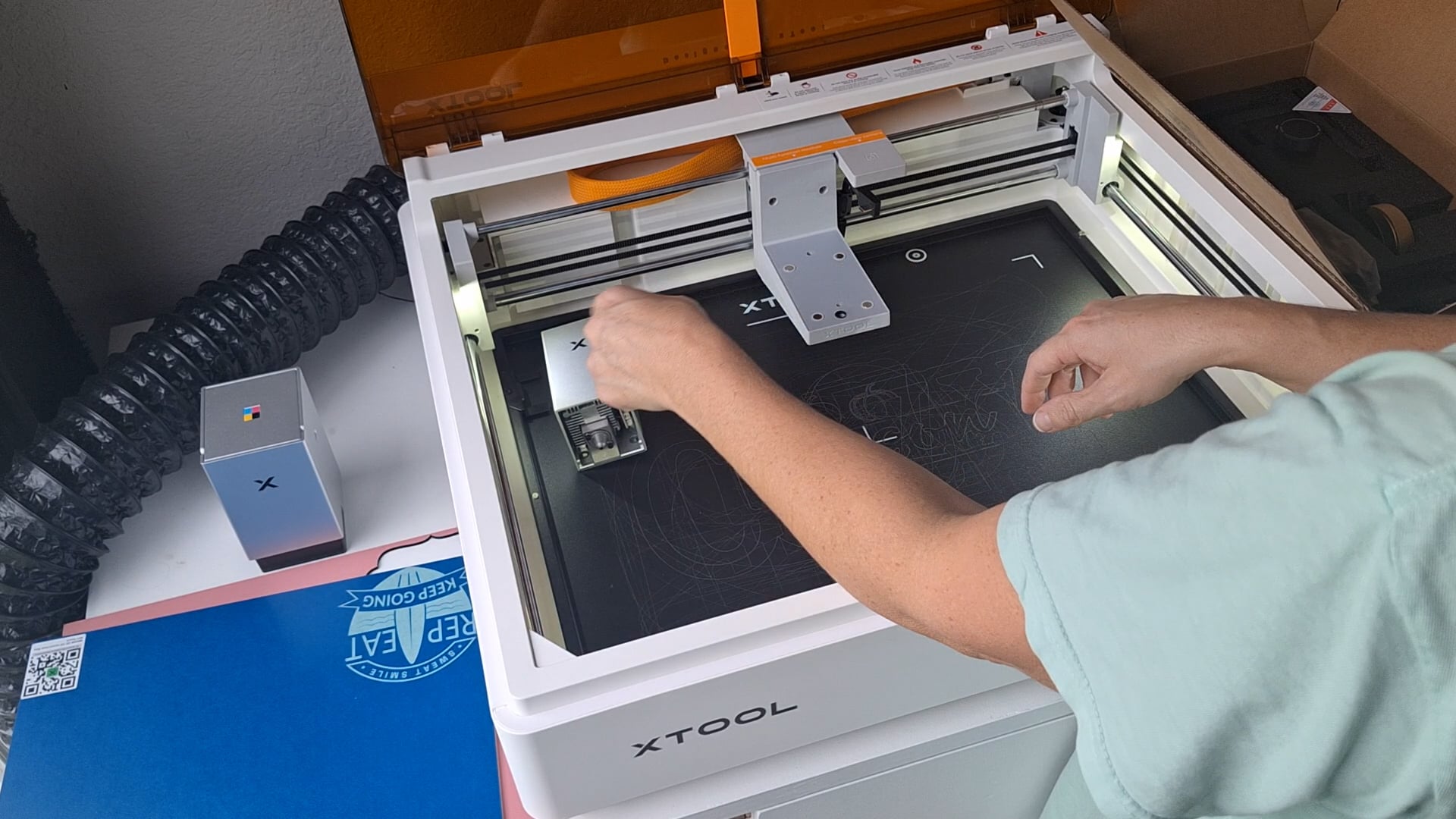 attaching the horizontal plate to the machine