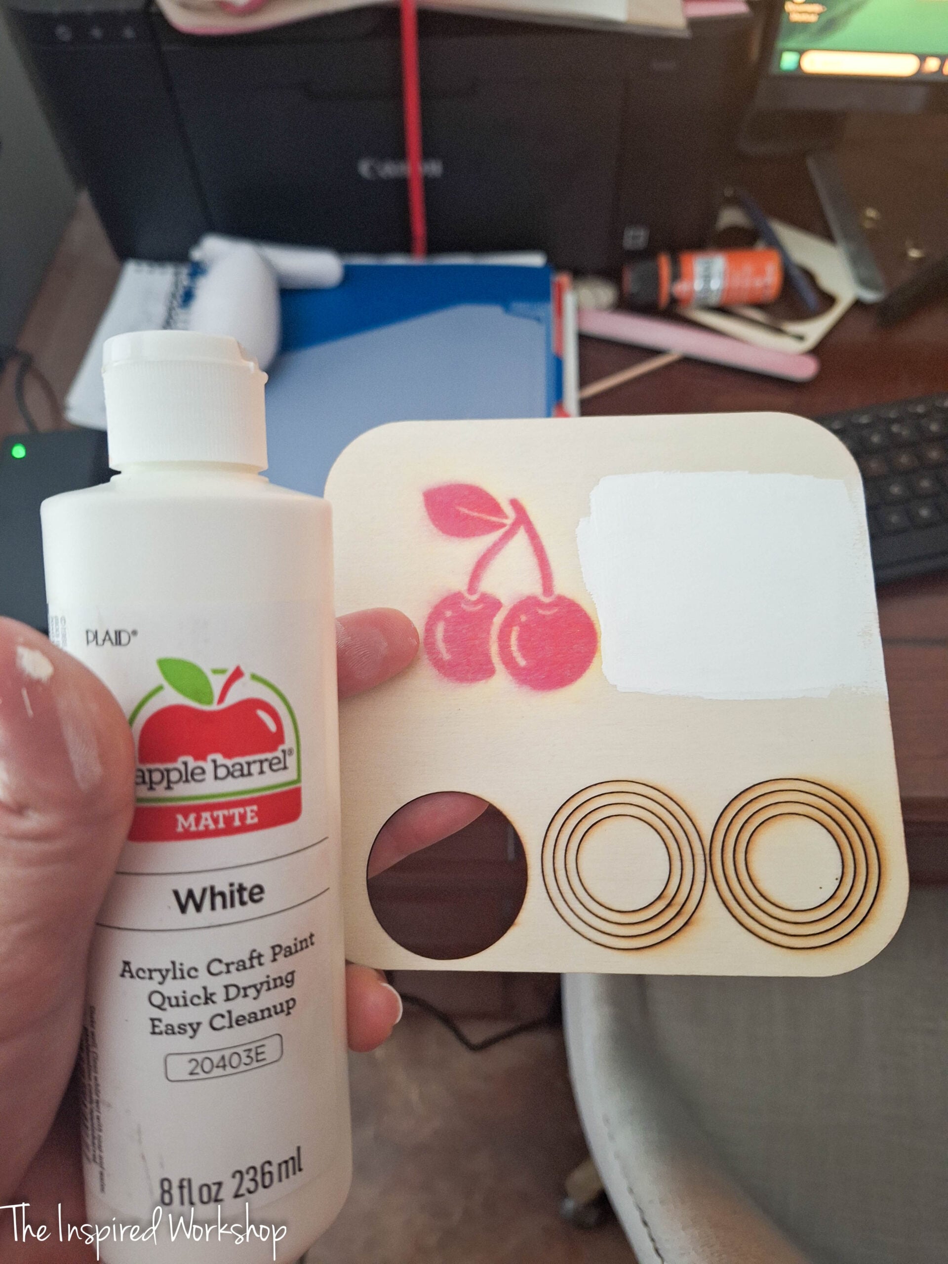 printed cherries on wood
