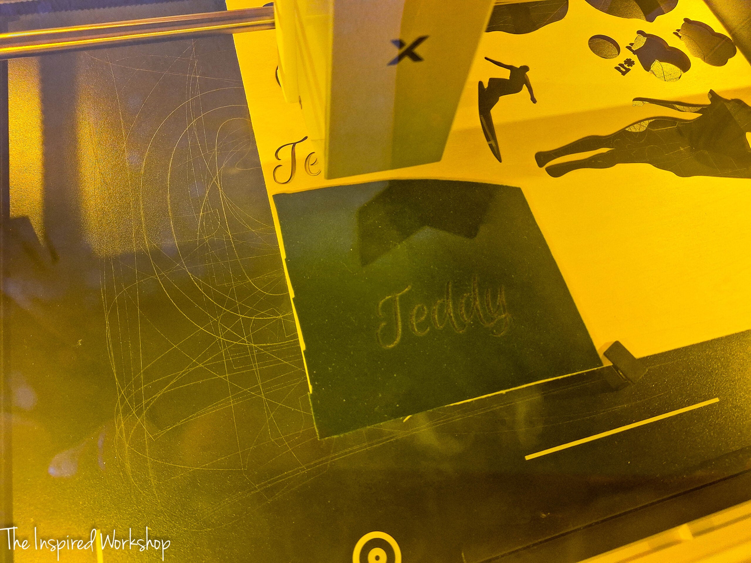xtool m2 engraving on green velvet